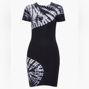 Fashion nova M tye dye mini dress black and white